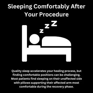 Graphic explains sleeping positions as part of essential shoulder surgery recovery tips for comfort
